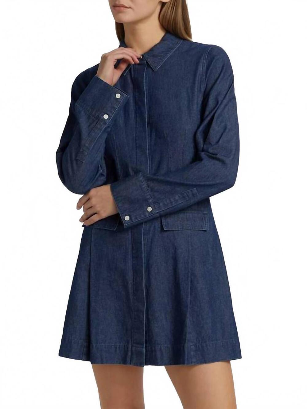 NEW DEREK LAM 10 CROSBY danielle denim shirt dress in jaye blue - Picture 4 of 9
